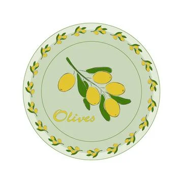 Olives Stamp Label Stock Illustration