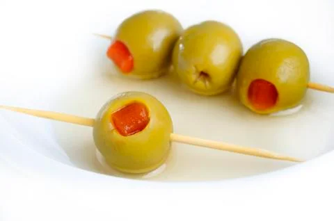 Olives stuffed with pepper Stock Photos