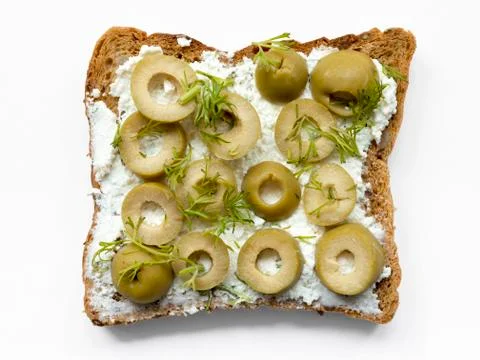 Olives toast Stock Photos