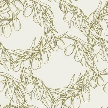 Olives vector seamless pattern design. Endless background design for olive oi Stock Illustration