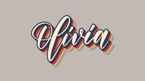 Olivia Name Vector Retro Colored Shadows Ilustração Stock
