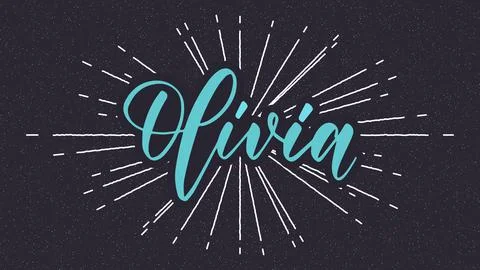 Olivia Name Vector Typography with Starburst Ilustração Stock
