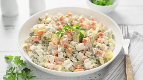 Olivier salad Stock Footage 255411586