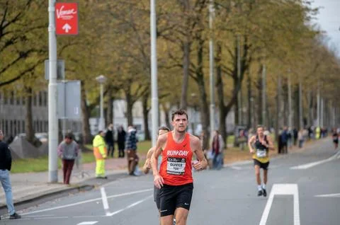 Olivier Van Der Steeg At The TCS Amsterdam Marathon At Amsterdam The Nether.. Stock Photos