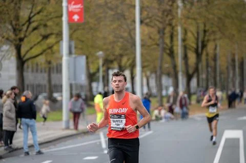 Olivier Van Der Steeg At The TCS Amsterdam Marathon At Amsterdam The Nether.. Stock Photos