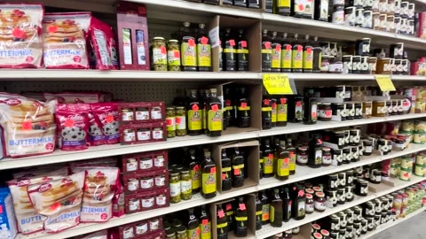Ollies retail store interior pan of baking food items Stock Footage 174872204