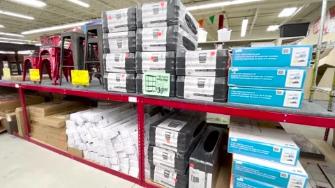 Ollies retail store interior pan furniture on display Stock Footage 174875289