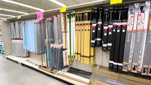 Ollies retail store interior pan curtain and blinds Stock Footage 174877135