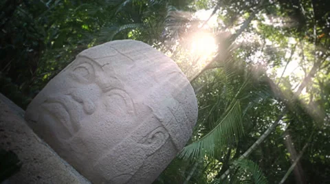 Olmec Carved face 스톡 동영상 35896009