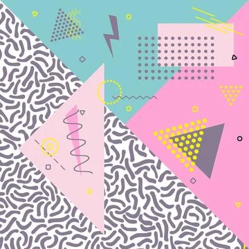 Olorful abstract vector background with creative geometric shapes. Trendy retro Stock Illustration