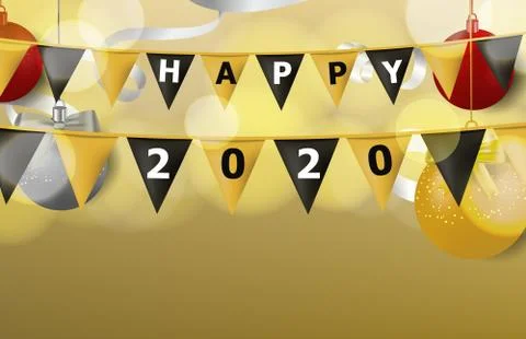 Olorful celebration flag set, perspective and flat view Stock Illustration