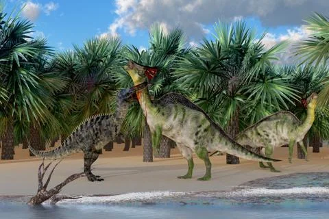 Olorotitan under attack Stock Illustration