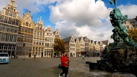 Ols Square in Europe, Pan Stock Footage 123491687