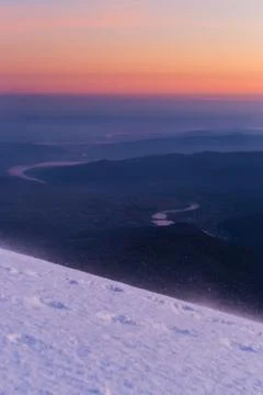 Olt river at sunset Stock Photos