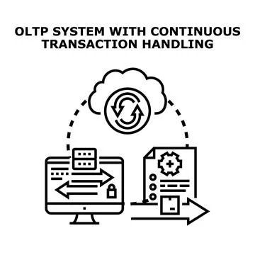 Oltp system handling continuous online database transactions Illustrazione stock