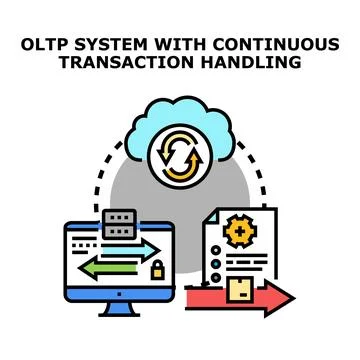 Oltp system handling continuous online database transactions Stock Illustration