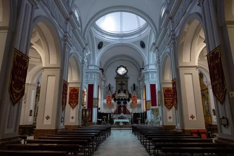 Olvera, Spain - 7 May 23: Interior view of the Olvera church with arches Stock Photos