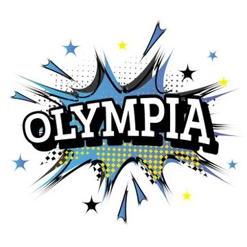 Olympia Comic Text in Pop Art Style. Illustrazione stock
