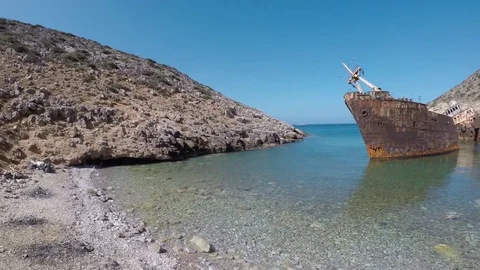 Olympia shipwreck of Amorgos, Greece Stock Footage 80666982