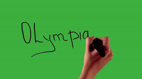 Olympiad - Hand writing on green screen Stock Footage 33783936