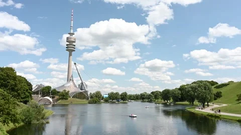 Olympiapark in Munich, Germany in summer Stock Footage 247794580