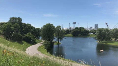 The Olympiapark (Olympic Park) with Munich Stock-Footage 90231044