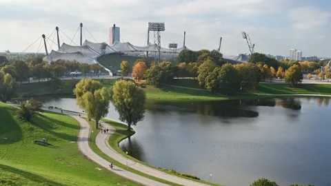 Olympiapark (Olympic park) Munich hyper-lapse 스톡 동영상 218237522