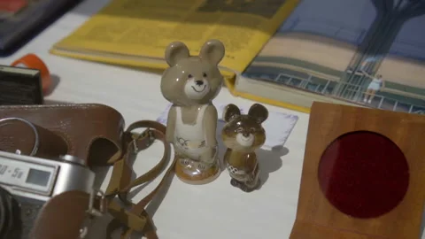 Olympic bear, a symbol of the Olympic Games 80 in Moscow USSR. Stock Footage 126353501