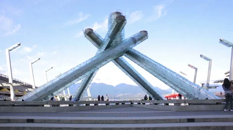 Olympic Cauldron built for 2010 winter Olympics in Vancouver Stock Footage 41115001