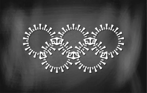 The Olympic circles illustrated as a pathogen of the coronavirus (Covid-19) Stock Illustration