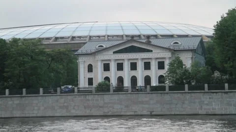Olympic complex "Luzhniki" in the summer, the view from the river Stock Footage 52821415