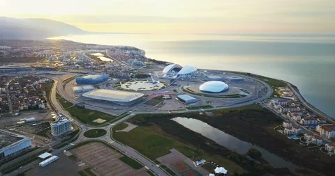 The Olympic Complex in Sochi.Aerial View Stock Footage 87140866