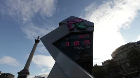 Olympic countdown sign in London Stock Footage 52698549