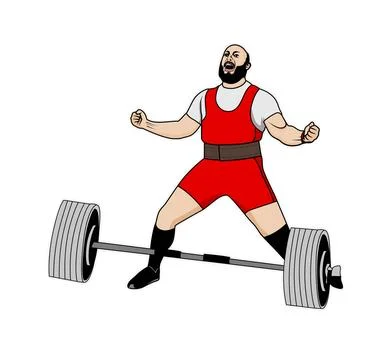 Olympic deadlifter yelling after or before lifting  vector illustration Stock Illustration