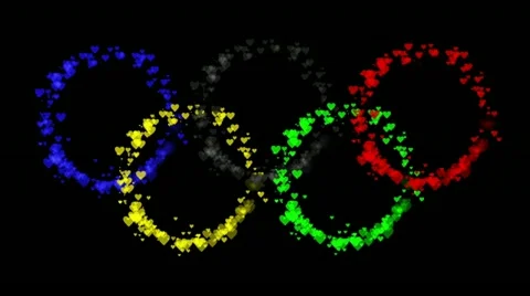 Olympic  emblem by heart particles with alpha matte Video stock 10897076