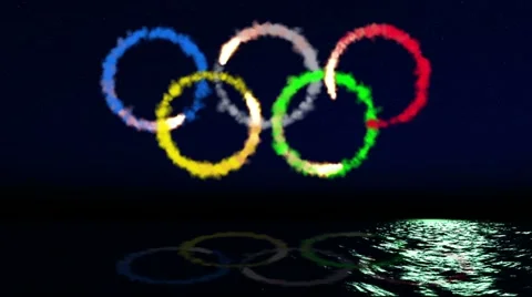 Olympic emblem on the sea Stock Footage 10897329