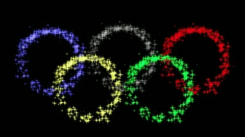 Olympic  emblem by star particles with alpha matte bacground Stock Footage 10897365