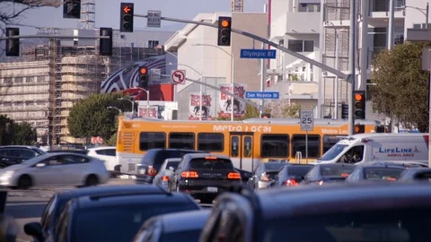 Olympic Fairfax Intersection (2) Stock Footage 89491975