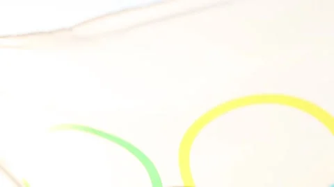 Olympic flag flutters in the wind Stock Footage 154413250