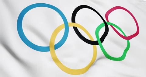 Olympic flag waving in wind Stock Footage 157008121