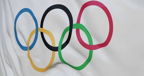 Olympic flag waving in wind Stock Footage 157008144