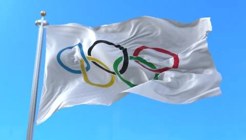 Olympic flag waving at wind Stock Illustration