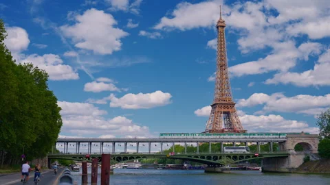 Olympic flags, flag of France, flags of the countries participating in the Stock Footage 283597537