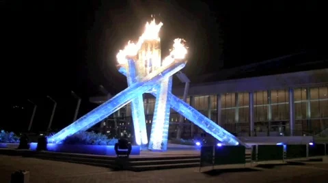 Olympic Flame 2010 Vancouver Stock Footage 712695