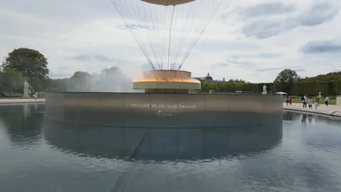 The Olympic Flame Basin Reinstalled In The Tuileries Garden In Paris, France Video stock 343035228
