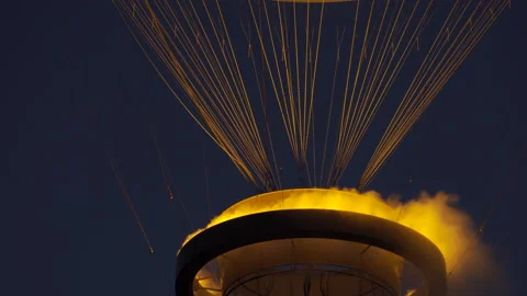 Olympic Flame, Cauldron, Paris 2024 Olympic Games, August 5, 2024, France Stock Footage 319648798