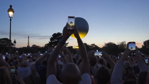 Olympic Flame, Cauldron, Paris 2024 Olympic Games, August 5, 2024, France Stock Footage 319648855