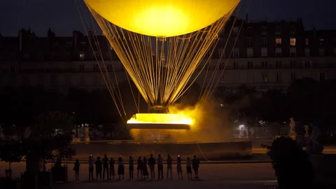 Olympic Flame, Cauldron, Paris 2024 Olympic Games, August 5, 2024, France Stock Footage 319648959