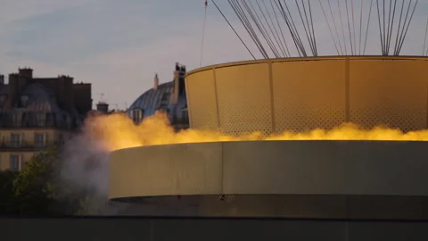 Olympic Flame, Cauldron, Paris 2024 Olympic Games, August 5, 2024, France Stock Footage 319648961