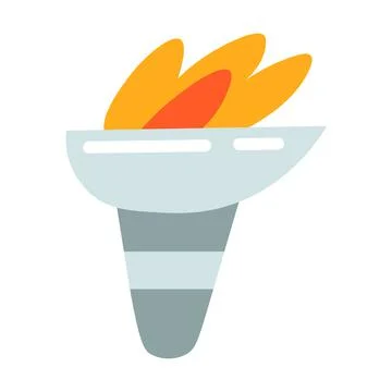 Olympic flame in flat style Torch icon isolated on black background. The fire Stock Illustration